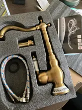 Bathroom Faucet Antique-Brass White Tap Porcelain-Handle Cold-Mixer Rotatable Single-Hole