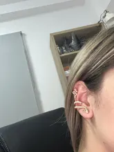 Artilady-Conjunto de 2 uds. De pendientes de clip para mujer, color dorado, accesorios de piedra de serpiente, pendiente con abalorio