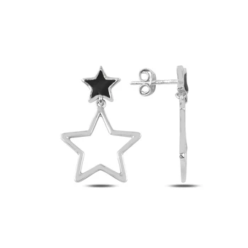 

Silver 925 Sterling Cabochons Star Dangle Earrings