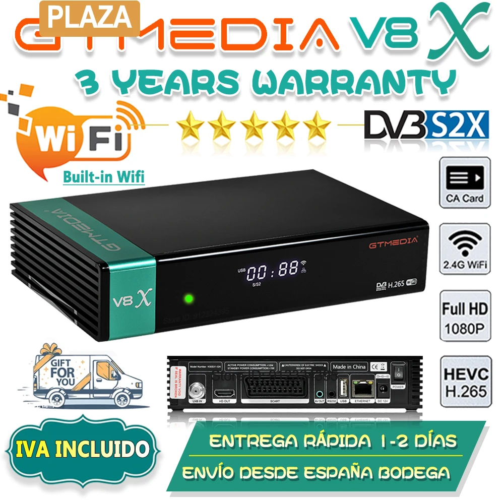 Горячая Распродажа спутниковый ресивер V8X внешний декодер 1080P H.265 встроенный Wi-Fi V8