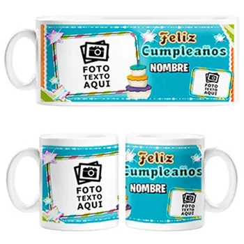 

Cup personalized with photo and name Happy Birthday two photos