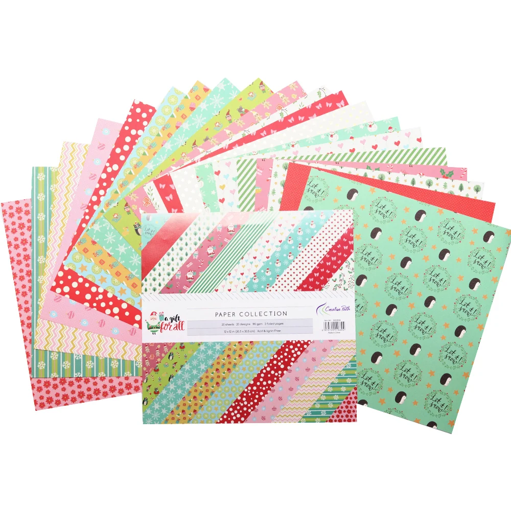 크리 에이 티브 경로 12 인치 Scrapbooking 용품 패턴 종이 20 시트 공예 장식 크리스마스 디자이너 팩 DIY 305x305mm 산성 무료