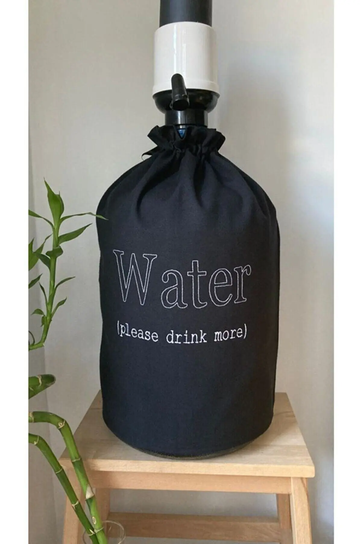 Stable Style Design Black Cream Linen Carboy Cover with Shirring Apparatus Carboy Cover Kitchen Design Water Storage C