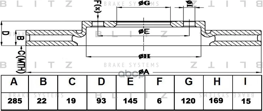 Диск Тормозной Mercedes Sprinter 96-/Vw Lt 28-46 96- Blitz арт. BS0130
