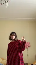 Neploe-suéteres a rayas para mujer, jerséis casuales medianos y largos, Top fino con cuello redondo, ropa de calle Coreana de talla grande, otoño 2021