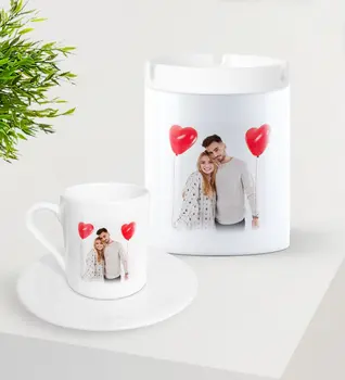 

Personalized Photo Turkish coffee Cup and Ceramic Ashtray Set