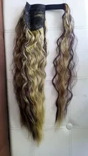 Wigs Hair-Extensions Hairpiece-Wrap Clip Blonde-Hair Long-Ponytail Brown Wavy Black Synthetic