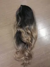 Peluca de cabello sintético Afro Americano para mujer, pelo largo ondulado con ombré negro y marrón, fiesta de Cosplay, uso diario, resistente al calor