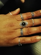 Conjunto de anillo con gemas estilo Retro bohemio para mujer, sortija, flor de cristal, elefante, Loto hueco, 32 estilos, regalo de aniversario de boda