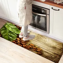 Else коричневого дерева на кофейных зернах Листья 3d принт Нескользящая микрофибра кухня счетчик современный декоративный моющийся коврик