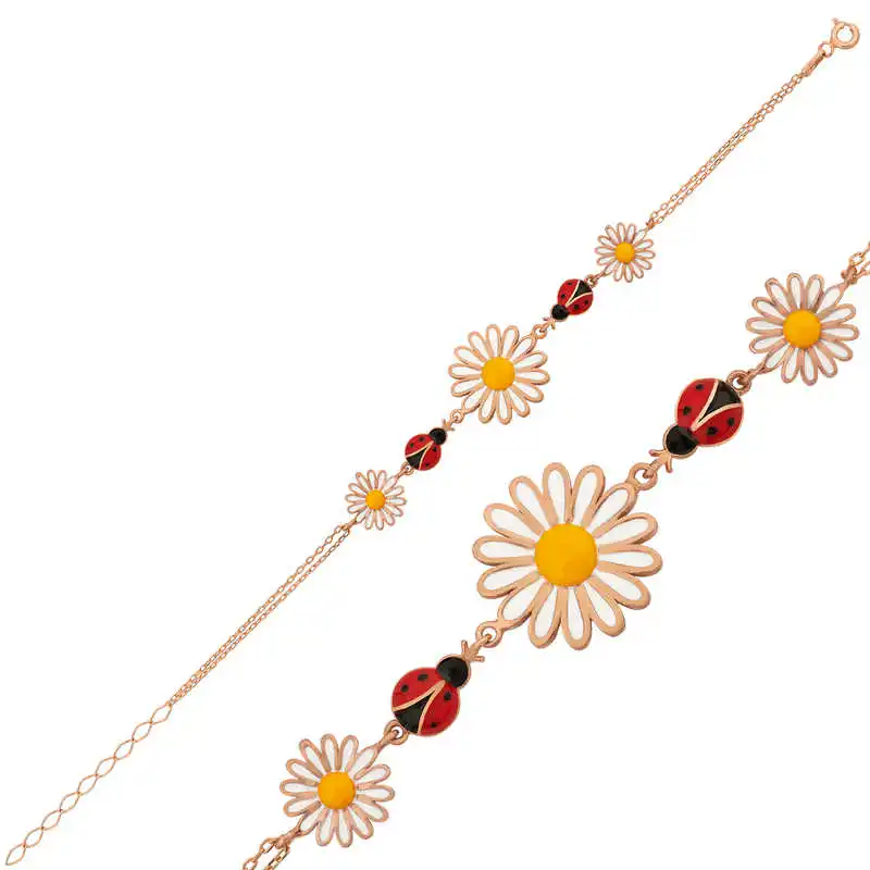 

Armagano 100% 925 Sterling Silver Ladybird Buggy Daisy Lady Bracelet High Quality and Original Women Wrist Straps