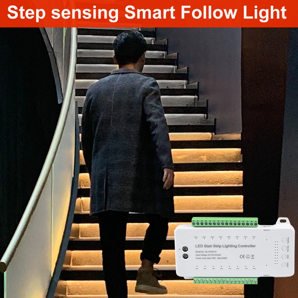 Pir Motion Sensor Led Light Strip 10-32 Step Stair Smart Controller Dimming Led  Strip Night Light For Staircase Lamp Running 12v - Led Strip - AliExpress