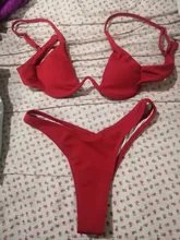 Conjunto de Bikini brasileño sin relleno para mujer, bañador Sexy de estilo vendaje de 4 colores, triangular, envío directo
