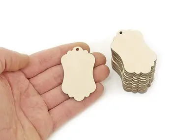 

50x Blank Wooden Gift / Price Tags (5,5cm) Shape Gift Wrapping Craft Label Wedding Tag Decoration 0697