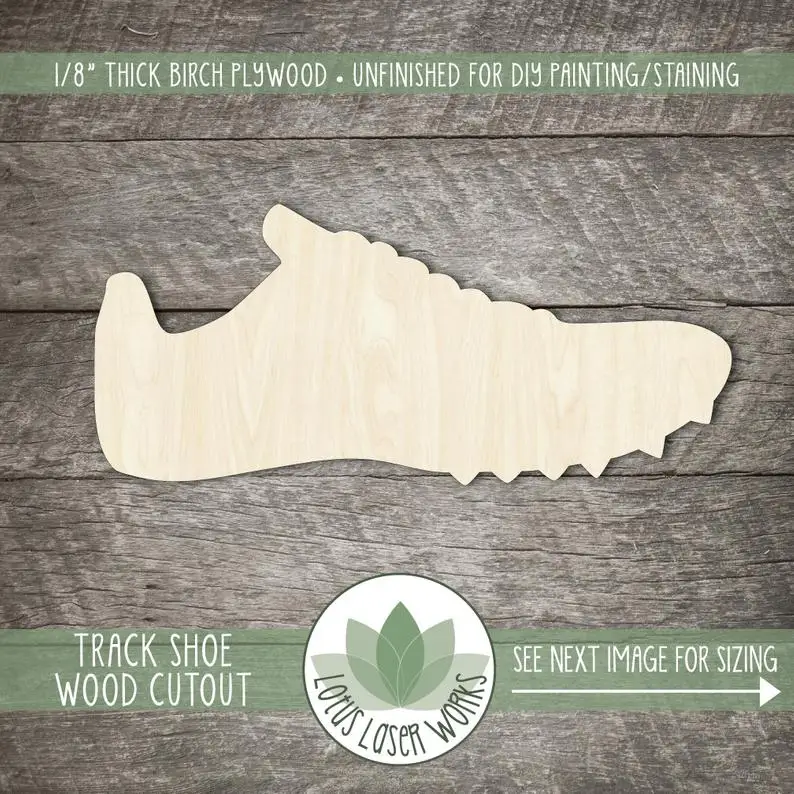 

Track Shoe Wood Cutout, Wooden Track Shoe Shape, Blank Wood Shapes, Track Team Wood Shapes