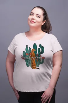 

Angemiel Wear Cactus And Çitanın White Women Cotton Large Size T-Shirt