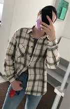 Plaid Shirts Blouses Oversized Women Top Long-Sleeve Blusas Loose Casual Cotton Ladies