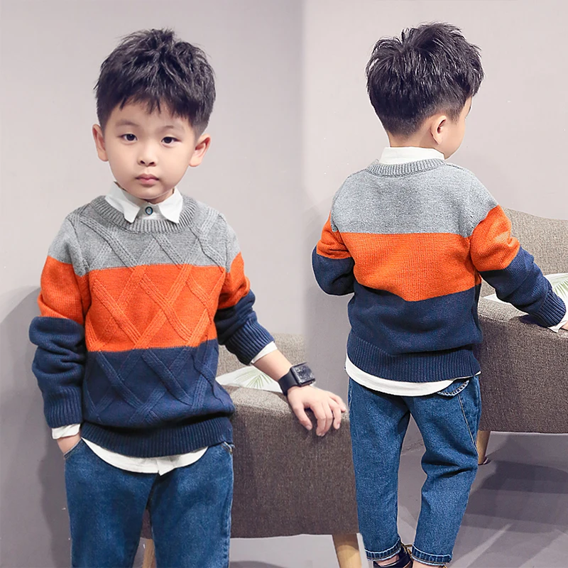 

Boys Turtleneck Sweater Knitwear 2019 Autumn Winter Children'S Long Sleeve Cardigan Bebe Kids Knitted Patchwork Sweaters 8 Years