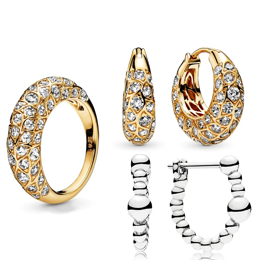 

High Quality Fashion Fine Silver 925 Hoop Classic Sparkling Pattern Earrings Original Woman Jewelry Temperament Simple Gift