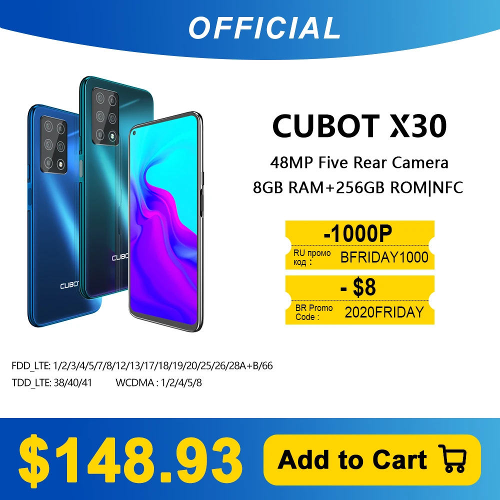 Cubot X30 Smartphone 48MP Five Camera 32MP Selfie