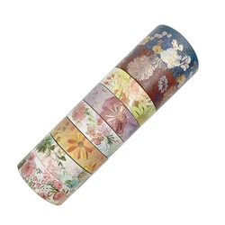 Ensemble de rubans adhésifs Washi Vintage japonais, 8 rouleaux de 5m, bande de masquage avec fleurs, feuille d'or, rubans décoratifs 
