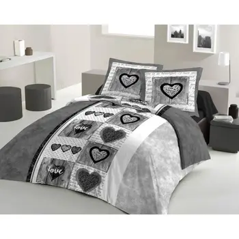 

LOVELY HOME comforter Set cotton SWEET HEART Anthracite 200x200cm