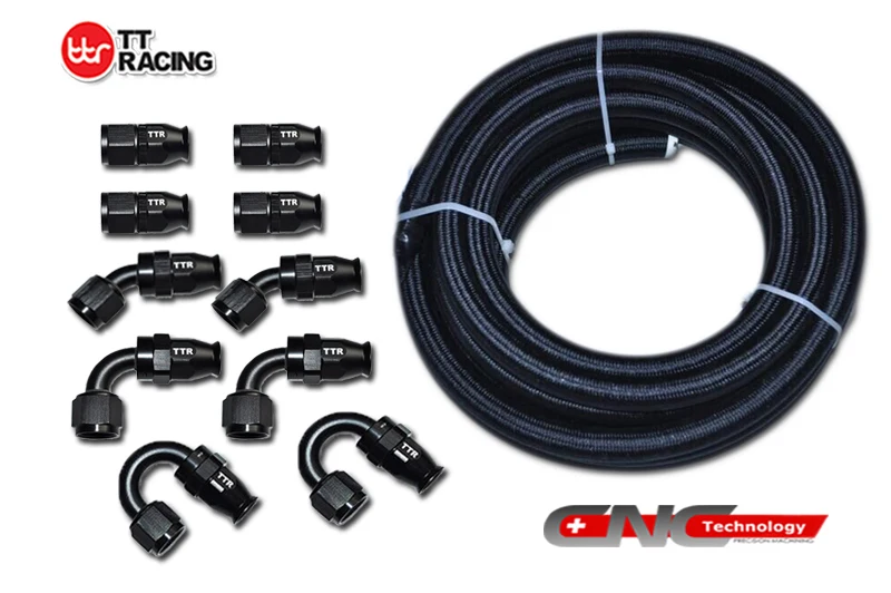 Nlptfean10 _ kit da_bk-AN10 Black нейлоновые фторопласт топливное бензиновое масло 20 футов w/10