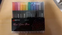 Rotulador de doble línea para dibujo artístico, bolígrafo para la escuela, 12 colores, brillo metálico, colorido