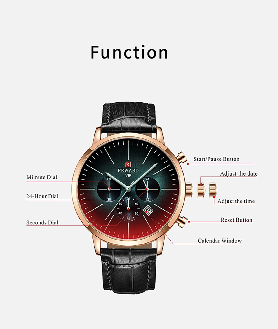 Men's Watch Modern Chronograph Sport 24 Hour Watch Iridescent Crystal Color Bright Glass Waterproof Wrist Watches_voghion.com