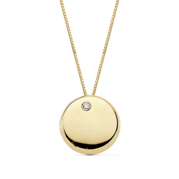 

18k gold pendant chain 42cm. Round pattern 10mm. Cubic zirconia [AB8892]