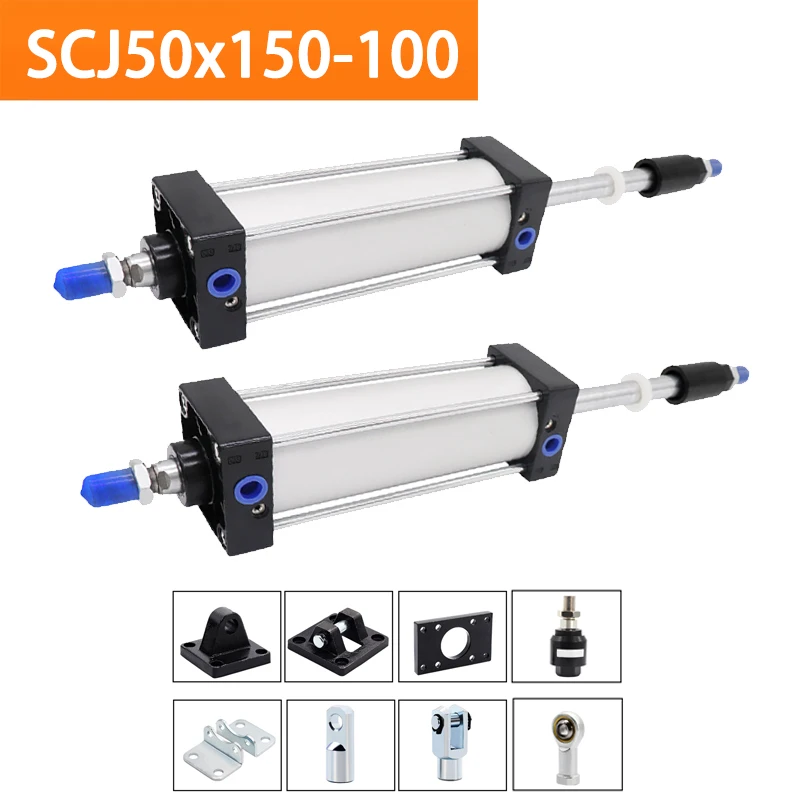 

SCJ50x150-100 Standard Pneumatic Cylinder Bore 50mm Double Acting Air Cylinders Adjustable Stroke 50-150mm Large Thrust