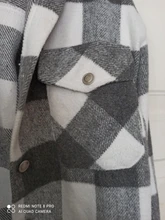 Loose Top Blouses Shirts Grey Plaid Pocket Chic Female Casual Fashion Women Ladies Streetwear