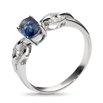 

Esthete ring with 16 diamonds, 1 sapphire in white gold