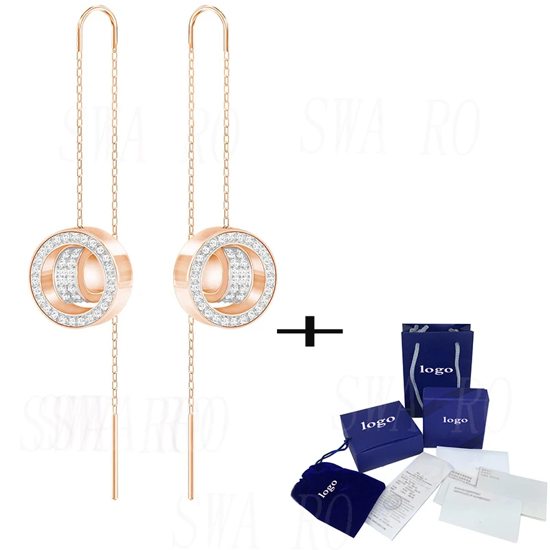 

2020 New Rose Gold Exquisite HOLLOW Chain Pierced Earrings Give Wife A Mother's Temperament Classic Romantic Birthday Gift