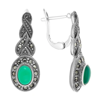 

Earrings made of silver with agate Green