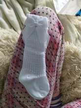 Calcetines ajustados hasta la rodilla de princesa para niños y niñas, medias finas con Lazo de algodón sólido y malla elástica, de 0 a 3 años, para verano