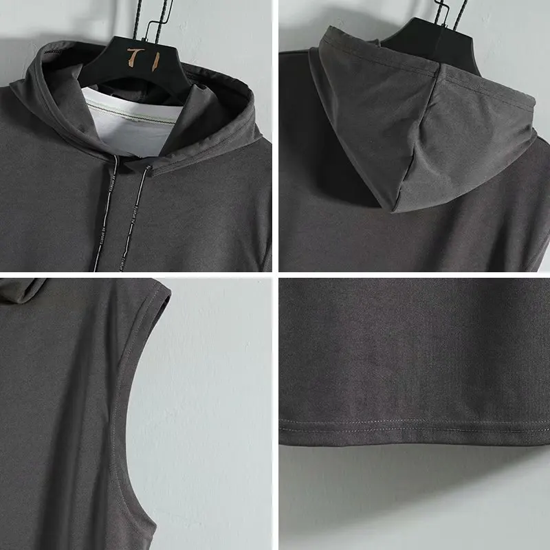 2023 New Fashion Zipper Cardigan Sweater Mens Sleeveless Hooded Vest Jacket Plus Size S-4XL Streetwear Vest Hoodies