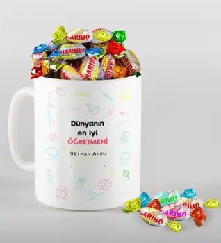 

Personalized World Best Öğretmeni Mug and Haribo Candy Gift Seti-14
