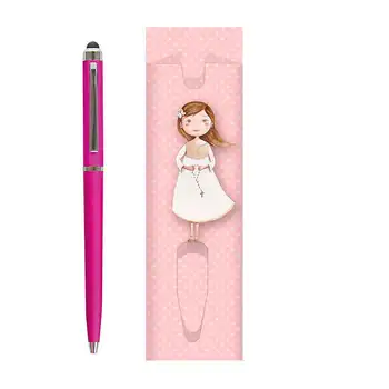 

Lot 20 pen cases girl first communion + 20 fuchsia pens. Reminder for guests to First Communion.