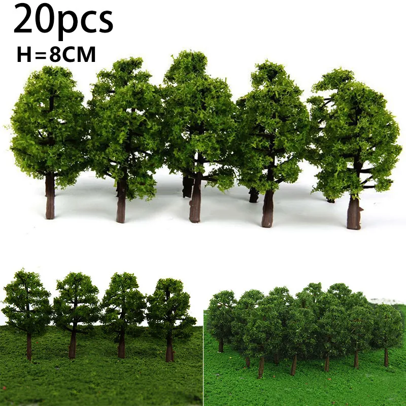 20PCS White+Green Tree Model Miniature Railroad Scenery Artificial Wargame Diorama  Supplies for Micro Landscape Garden Ornament - AliExpress