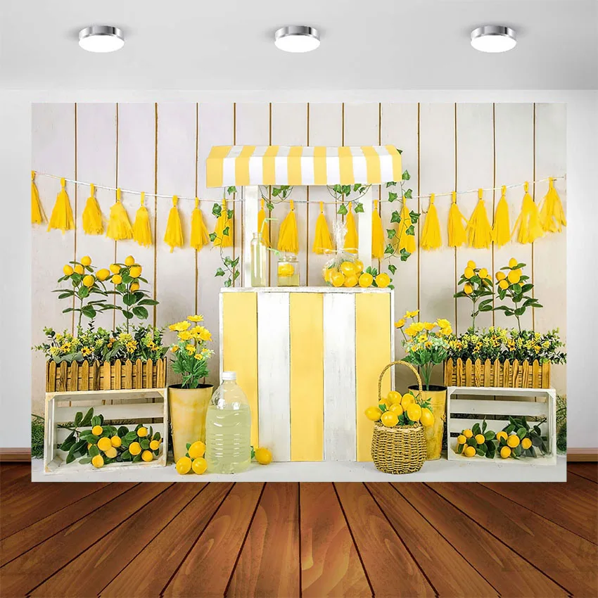 Фон для фотосъемки с изображением лимона фруктов украшения дня рождения белый