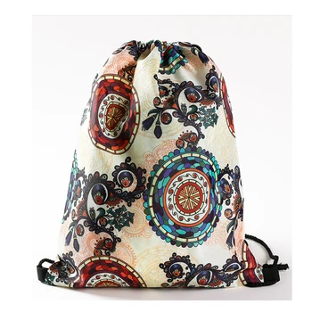 

Canvas backpack with rope closure new fashion ethnic style for women stamped bag with cordon girls