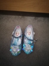 Disney Frozen-zapatos de princesa Elsa para niñas, Sandalias de tacón alto informales con purpurina de cristal de cuero, color rosa, azul y plateado