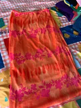 Faldas de estilo informal bohemio para mujer, faldas de cintura alta con estampado Floral, color Naranja, a media pierna, para playa, fiesta y vacaciones