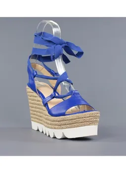 

Blue sandal with bow and wedge esparto.h8