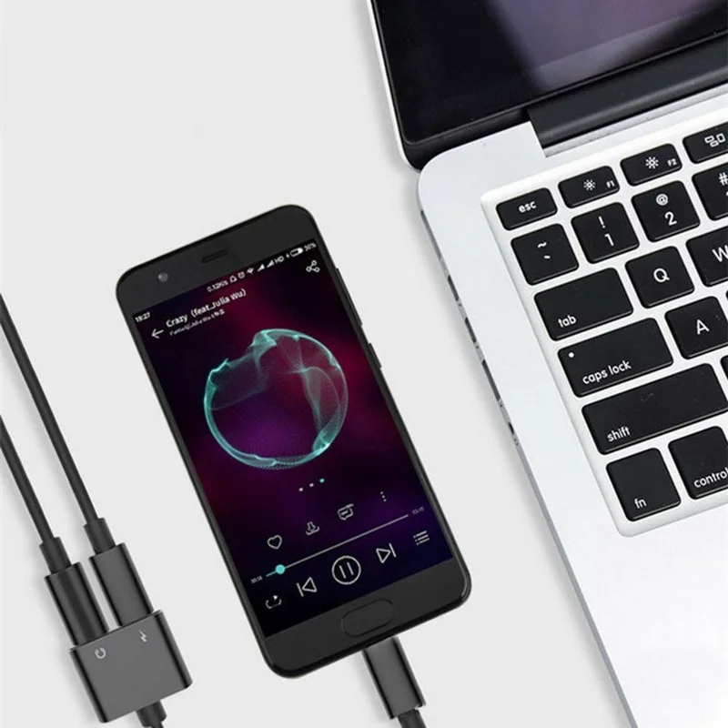wholesale bundle 100pcs Type C To 3 5mm Jack Audio Headphone Adapter Charging Cable Splitter
