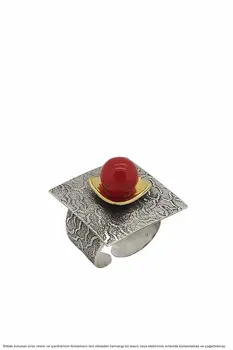 

Silver Natural Coral Lady 'S Ring
