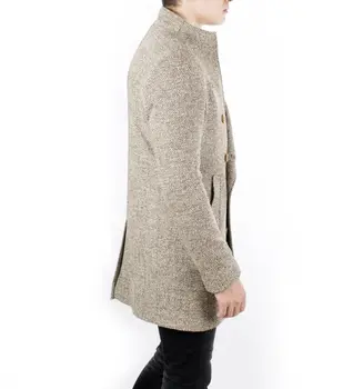 

DeepSEA Ochre Herringbone Pattern Shawl Lapel Slim Fit Coat 1701826
