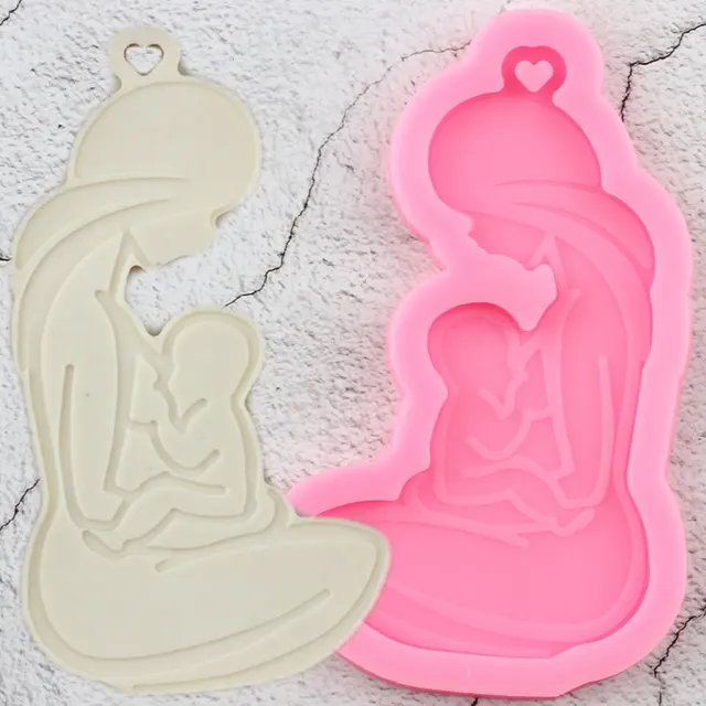 Fényes Szoptató Anya Baba Szilikon Penész Epoxi Kézműves Kulcstartó Polimer Agyag Ékszerek Kézzel Készített Varázsa Formák Medál