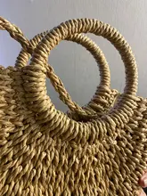 Gusure-Bolso de mimbre tejido para mujer, bandoleras cruzadas hechas a mano de verano para la playa, pequeñas, de hombro redondo de paja